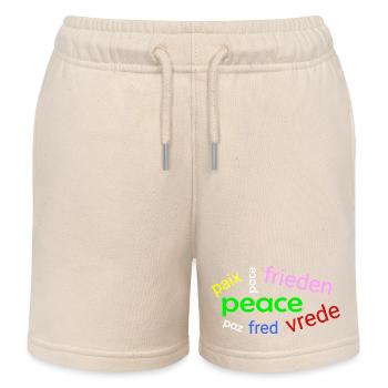 Nuage de mots de paix - Short de jogging enfant bio Stanley/Stella - écru doux - Devant