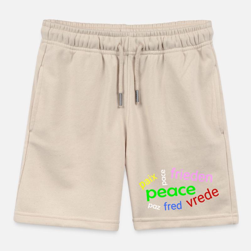 Peace word cloud Kids Organic Sweat Shorts by Stanley/Stella