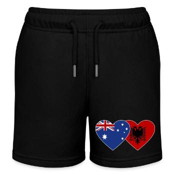 Australia Albania Flag Heart - Kids Organic Sweat Shorts by Stanley/Stella - black - Front