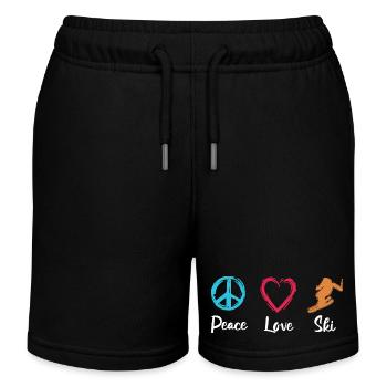 Peace Love Skiing - Kids Organic Sweat Shorts by Stanley/Stella - black - Front