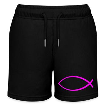 Ichtus Fisch einfarbig rosa - Kinder Organic Joggingshorts Mini Bolter von Stanley/Stella - Schwarz - Vorne