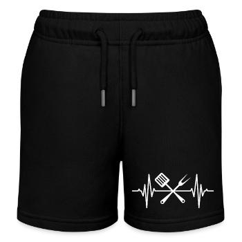 Cooking spoon heartbeat - Kids Organic Sweat Shorts by Stanley/Stella - black - Front