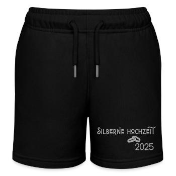 Silberne Hochzeit 2025 mit Ringen Jugendstil - Kinder Organic Joggingshorts Mini Bolter von Stanley/Stella - Schwarz - Vorne
