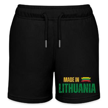 Made in Lithuania, litauischer Stolz - Kinder Organic Joggingshorts Mini Bolter von Stanley/Stella - Schwarz - Vorne