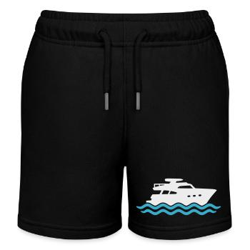 Yacht Silhouette Motorboot - Kinder Organic Joggingshorts Mini Bolter von Stanley/Stella - Schwarz - Vorne