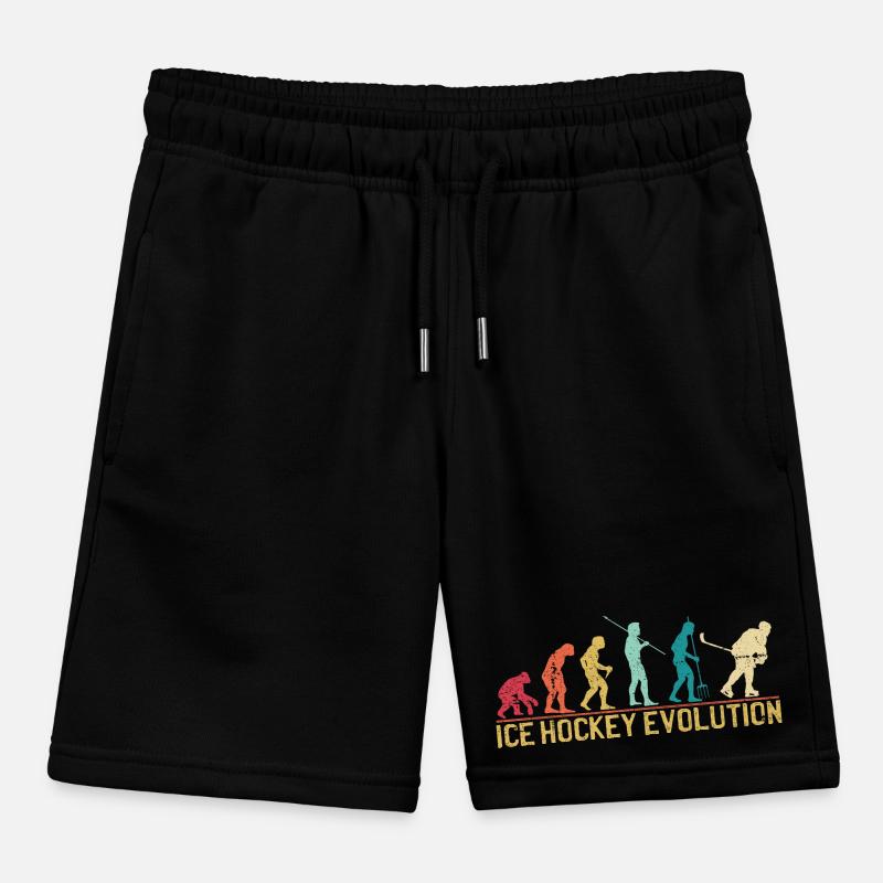  Hockey Evolution Silhouette Design Kids Organic Sweat Shorts by Stanley/Stella