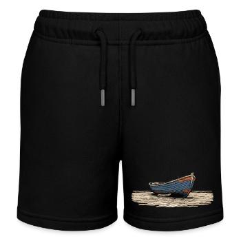 Weathered Sailboat on Coast - Kids Organic Sweat Shorts by Stanley/Stella - black - Front