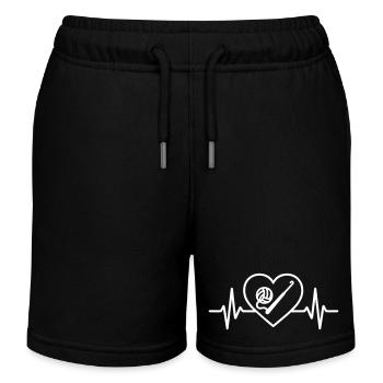 Crochet Heart – Handmade Passion - Kids Organic Sweat Shorts by Stanley/Stella - black - Front