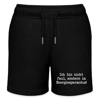 Ich bin nicht faul, sondern im Energiesparmodus! - Kinder Organic Joggingshorts Mini Bolter von Stanley/Stella - Schwarz - Vorne