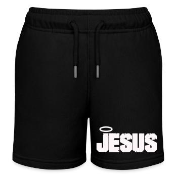 Jesus lettering with halo - Kids Organic Sweat Shorts by Stanley/Stella - black - Front