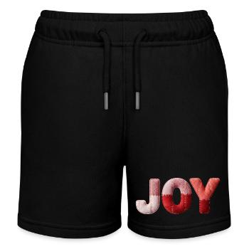 Patchwork Joy Joy and Happiness Design - Kids Organic Sweat Shorts by Stanley/Stella - black - Front