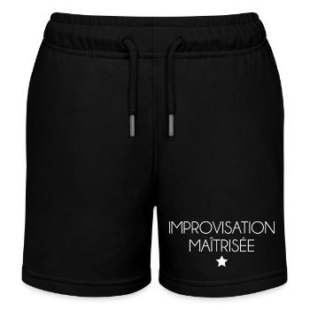 Improvisation maîtrisée – ironie style premium - Short de jogging enfant bio Stanley/Stella - noir - Devant