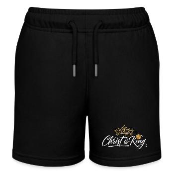 Christ is King - Krone Design - Kinder Organic Joggingshorts Mini Bolter von Stanley/Stella - Schwarz - Vorne