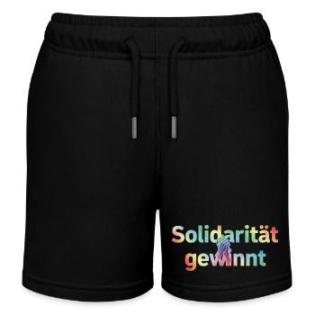 Solidarität gewinnt Statement Pride Fans LGBTQ - Kinder Organic Joggingshorts Mini Bolter von Stanley/Stella - Schwarz - Vorne