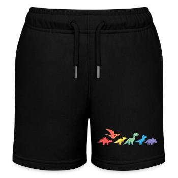 Dinos arc-en-ciel - Short de jogging enfant bio Stanley/Stella - noir - Devant