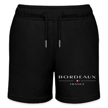 Bordeaux, France, white with French flag - Kids Organic Sweat Shorts by Stanley/Stella - black - Front