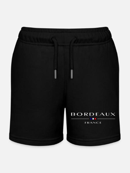 Bordeaux, France, blanc avec drapeau français - Short de jogging enfant bio Stanley/Stella - noir