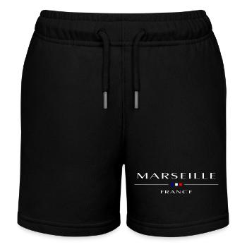 Marseille, white, with French flag - Kids Organic Sweat Shorts by Stanley/Stella - black - Front