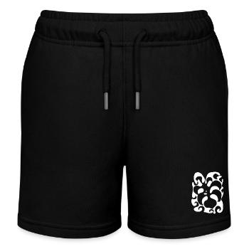 psychedelic monstera plant sixties retro party - Kids Organic Sweat Shorts by Stanley/Stella - black - Front