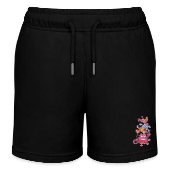 Happy Birthday Katze - Kinder Organic Joggingshorts Mini Bolter von Stanley/Stella - Schwarz - Vorne