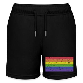 Drapeau arc-en-ciel vintage LGBT - Short de jogging enfant bio Stanley/Stella - noir - Devant