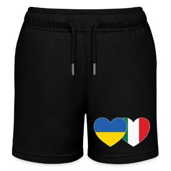 Ukraine Italien Herz Flagge - Kinder Organic Joggingshorts Mini Bolter von Stanley/Stella - Schwarz - Vorne