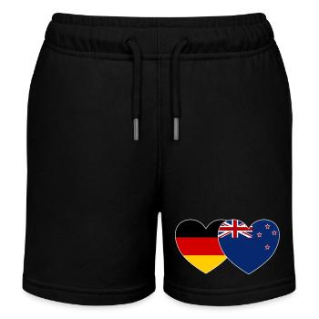 Deutschland Neuseeland Flagge Herz - Kinder Organic Joggingshorts Mini Bolter von Stanley/Stella - Schwarz - Vorne