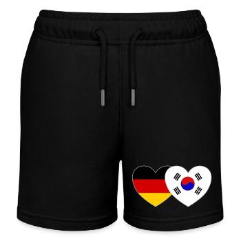 Germany South Korea Flag Heart - Kids Organic Sweat Shorts by Stanley/Stella - black - Front