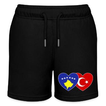 Kosovo Turquie Drapeau Cœur - Short de jogging enfant bio Stanley/Stella - noir - Devant