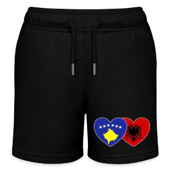 Kosovo Albania Flag Heart - Kids Organic Sweat Shorts by Stanley/Stella - black - Front