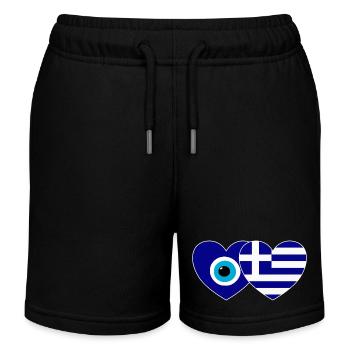 Drapeau de la Grèce Porte-bonheur Nazar Perle - Short de jogging enfant bio Stanley/Stella - noir - Devant