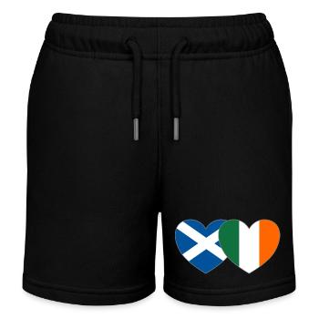 Scotland Ireland Flag Heart - Kids Organic Sweat Shorts by Stanley/Stella - black - Front