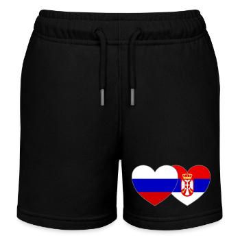 Russie Serbie Drapeau Cœur - Short de jogging enfant bio Stanley/Stella - noir - Devant
