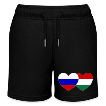 Russland Ungarn Flagge Herz - Kinder Organic Joggingshorts Mini Bolter von Stanley/Stella - Schwarz - Vorne