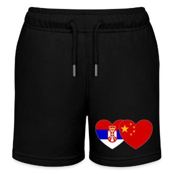 Serbie Chine Drapeau Cœur - Short de jogging enfant bio Stanley/Stella - noir - Devant