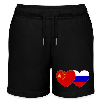 Chine Russie Drapeau Cœur - Short de jogging enfant bio Stanley/Stella - noir - Devant