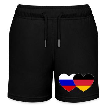 Russland Deutschland Flagge Herz - Kinder Organic Joggingshorts Mini Bolter von Stanley/Stella - Schwarz - Vorne