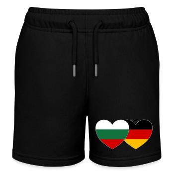 Bulgaria Germany Flag Heart - Kids Organic Sweat Shorts by Stanley/Stella - black - Front