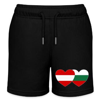Autriche Bulgarie Flag Coeur - Short de jogging enfant bio Stanley/Stella - noir - Devant