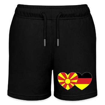 Macédoine Allemagne Drapeau Coeur - Short de jogging enfant bio Stanley/Stella - noir - Devant