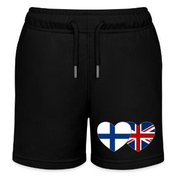 Finland Great Britain Flag Heart - Kids Organic Sweat Shorts by Stanley/Stella - black - Front