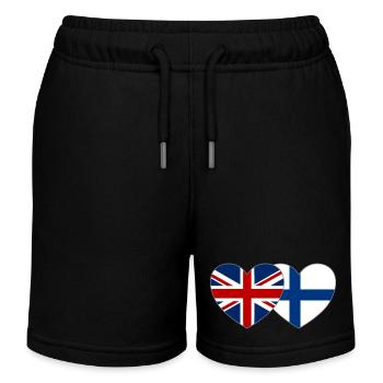Great Britain Finland Flag Heart - Kids Organic Sweat Shorts by Stanley/Stella - black - Front