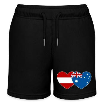 Österreich Australien Flagge Herz - Kinder Organic Joggingshorts Mini Bolter von Stanley/Stella - Schwarz - Vorne