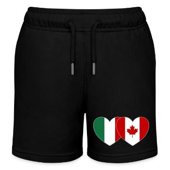 Italy Canada Flag Heart - Kids Organic Sweat Shorts by Stanley/Stella - black - Front