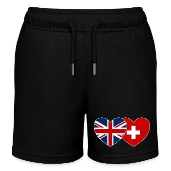 Großbritannien Schweiz Flagge Herz - Kinder Organic Joggingshorts Mini Bolter von Stanley/Stella - Schwarz - Vorne