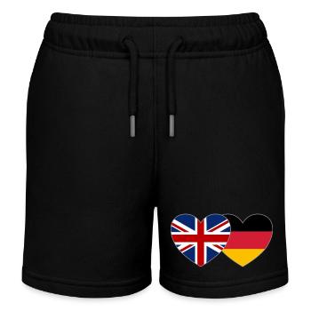 Großbritannien Deutschland Flagge Herz - Kinder Organic Joggingshorts Mini Bolter von Stanley/Stella - Schwarz - Vorne