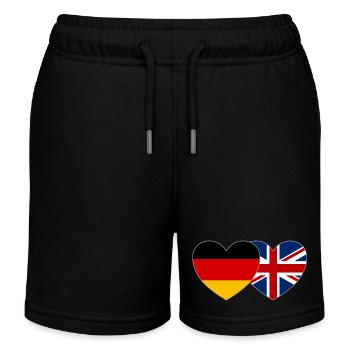 Deutschland Großbritannien Flagge Herz - Kinder Organic Joggingshorts Mini Bolter von Stanley/Stella - Schwarz - Vorne