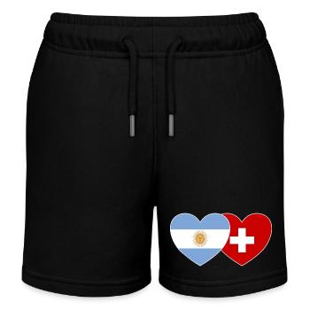 Argentine Suisse Drapeau Coeur - Short de jogging enfant bio Stanley/Stella - noir - Devant