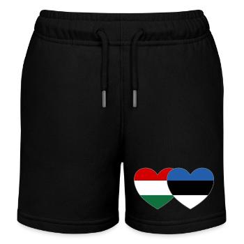 Hungary Estonia Flag Heart - Kids Organic Sweat Shorts by Stanley/Stella - black - Front