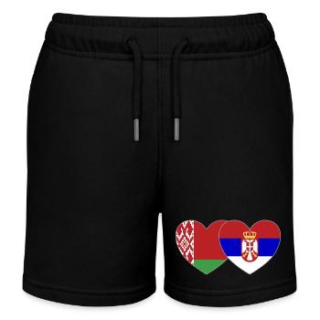 Belarus Serbien Flagge Herz - Kinder Organic Joggingshorts Mini Bolter von Stanley/Stella - Schwarz - Vorne